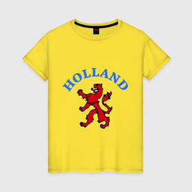 Женская футболка хлопок с принтом Голландия лев , 100% хлопок | прямой крой, круглый вырез горловины, длина до линии бедер, слегка спущенное плечо | holland | lion | герб голандии