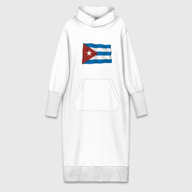Платье удлиненное хлопок с принтом Куба флаг ,  |  | cuba | куба | куба афиша | кубинский флаг | республика куба | флаг | флаг кубы | флаги