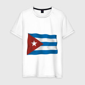 Мужская футболка хлопок с принтом Куба флаг , 100% хлопок | прямой крой, круглый вырез горловины, длина до линии бедер, слегка спущенное плечо. | cuba | куба | куба афиша | кубинский флаг | республика куба | флаг | флаг кубы | флаги