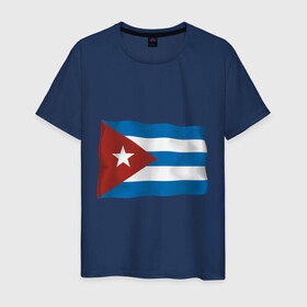 Мужская футболка хлопок с принтом Куба флаг (3) , 100% хлопок | прямой крой, круглый вырез горловины, длина до линии бедер, слегка спущенное плечо. | cuba | куба | кубинский | фидель | фидель кастро | флаг кубы