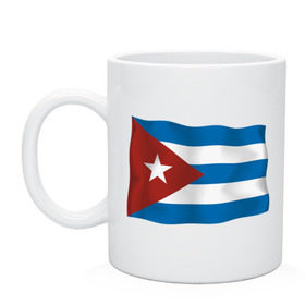 Кружка с принтом Куба флаг (5) , керамика | объем — 330 мл, диаметр — 80 мм. Принт наносится на бока кружки, можно сделать два разных изображения | че гевара