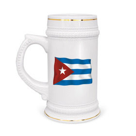 Кружка пивная с принтом Куба флаг (5) ,  керамика (Материал выдерживает высокую температуру, стоит избегать резкого перепада температур) |  объем 630 мл | че гевара
