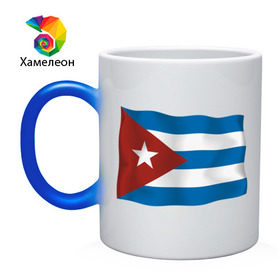 Кружка хамелеон с принтом Куба флаг (5) , керамика | меняет цвет при нагревании, емкость 330 мл | че гевара