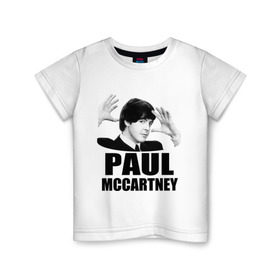Детская футболка хлопок с принтом Paul McCartney (Пол МакКартни) , 100% хлопок | круглый вырез горловины, полуприлегающий силуэт, длина до линии бедер | Тематика изображения на принте: beatles | mccartney | the beatles | битлз | битлс | битлы | маккартни