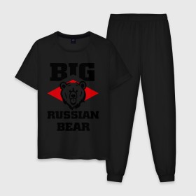 Мужская пижама хлопок с принтом Большой русский медведь , 100% хлопок | брюки и футболка прямого кроя, без карманов, на брюках мягкая резинка на поясе и по низу штанин
 | bear | big russiam bear | russian | большой русский медведь | медведь | мишка | русский | русский медведь