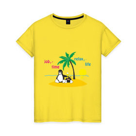 Женская футболка хлопок с принтом Linux life , 100% хлопок | прямой крой, круглый вырез горловины, длина до линии бедер, слегка спущенное плечо | linux | linux life | линукс | пингвины linux | пингвины люникс | прикольные