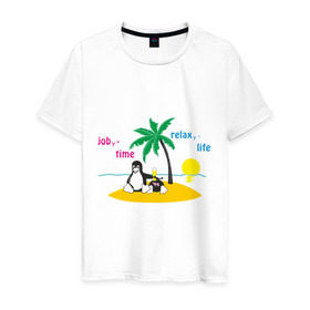 Мужская футболка хлопок с принтом Linux life , 100% хлопок | прямой крой, круглый вырез горловины, длина до линии бедер, слегка спущенное плечо. | Тематика изображения на принте: linux | linux life | линукс | пингвины linux | пингвины люникс | прикольные