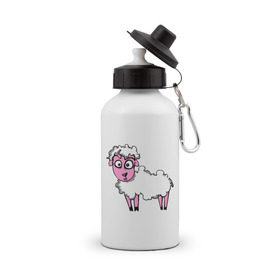 Бутылка спортивная с принтом Овца (Sheep) , металл | емкость — 500 мл, в комплекте две пластиковые крышки и карабин для крепления | sheep | баран | барашек | животные | овечка | овца