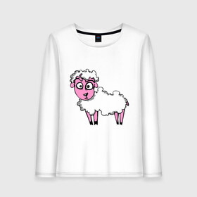 Женский лонгслив хлопок с принтом Овца (Sheep) , 100% хлопок |  | sheep | баран | барашек | животные | овечка | овца