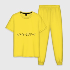 Мужская пижама хлопок с принтом Формула любви математическая , 100% хлопок | брюки и футболка прямого кроя, без карманов, на брюках мягкая резинка на поясе и по низу штанин
 | Тематика изображения на принте: для студентов | математика | математическая формула | студенты | формула | форула любви