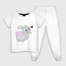 Детская пижама хлопок с принтом Детская забава , 100% хлопок |  брюки и футболка прямого кроя, без карманов, на брюках мягкая резинка на поясе и по низу штанин
 | бабочка