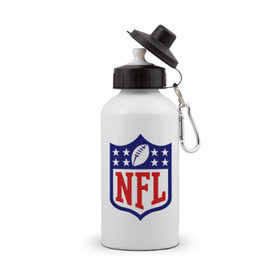 Бутылка спортивная с принтом NFL , металл | емкость — 500 мл, в комплекте две пластиковые крышки и карабин для крепления | Тематика изображения на принте: американский футбол | регби