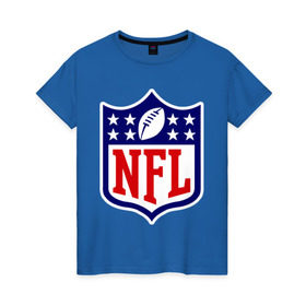 Женская футболка хлопок с принтом NFL , 100% хлопок | прямой крой, круглый вырез горловины, длина до линии бедер, слегка спущенное плечо | американский футбол | регби