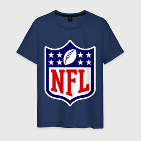 Мужская футболка хлопок с принтом NFL , 100% хлопок | прямой крой, круглый вырез горловины, длина до линии бедер, слегка спущенное плечо. | американский футбол | регби