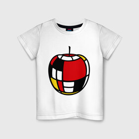 Детская футболка хлопок с принтом Яблоко , 100% хлопок | круглый вырез горловины, полуприлегающий силуэт, длина до линии бедер | витраж | квадратики | кусочки | мозаика | фрукт | цветное | яблоко | яблочко