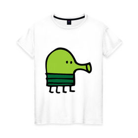Женская футболка хлопок с принтом doodle jump , 100% хлопок | прямой крой, круглый вырез горловины, длина до линии бедер, слегка спущенное плечо | дудл джамп