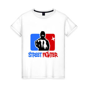 Женская футболка хлопок с принтом Street fighter , 100% хлопок | прямой крой, круглый вырез горловины, длина до линии бедер, слегка спущенное плечо | fighter | m 1 | m1 | street fighter | боец | м 1 | м1 | стрит файтер | уличный боец | файтер