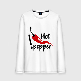 Мужской лонгслив хлопок с принтом горячий pepper , 100% хлопок |  | hot | pepper | горячий | жгучий | ковбой | ловелас | мачо | парень | перец | перчик | страстный | страсть