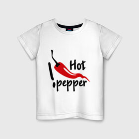 Детская футболка хлопок с принтом горячий pepper , 100% хлопок | круглый вырез горловины, полуприлегающий силуэт, длина до линии бедер | hot | pepper | горячий | жгучий | ковбой | ловелас | мачо | парень | перец | перчик | страстный | страсть