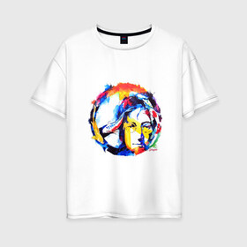 Женская футболка хлопок Oversize с принтом John Lennon - Peace , 100% хлопок | свободный крой, круглый ворот, спущенный рукав, длина до линии бедер
 | 60е | lennon | mc cartney | битлз | битлс | битлы | леннон | ленон | маккартни | ретро