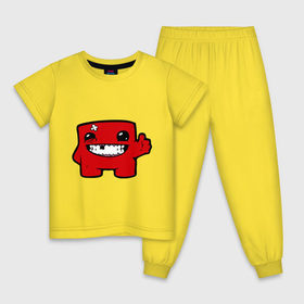 Детская пижама хлопок с принтом Super Meat Boy , 100% хлопок |  брюки и футболка прямого кроя, без карманов, на брюках мягкая резинка на поясе и по низу штанин
 | Тематика изображения на принте: meatboy