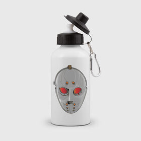 Бутылка спортивная с принтом Хоккейная маска , металл | емкость — 500 мл, в комплекте две пластиковые крышки и карабин для крепления | джейсон | маска | триллер | ужасы | фильмы ужасов | хоккейная маска