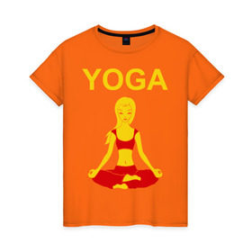 Женская футболка хлопок с принтом yoga , 100% хлопок | прямой крой, круглый вырез горловины, длина до линии бедер, слегка спущенное плечо | yoga | девушка | здоровый образ жизни | зож | йога | кундалини | медитация | фитнес