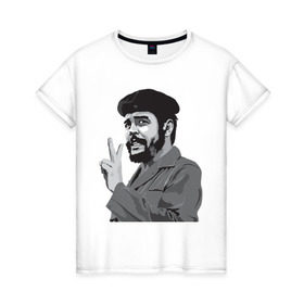 Женская футболка хлопок с принтом Peace Che Guevara , 100% хлопок | прямой крой, круглый вырез горловины, длина до линии бедер, слегка спущенное плечо | че гевара