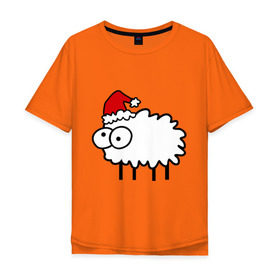 Мужская футболка хлопок Oversize с принтом Новогодний бараш , 100% хлопок | свободный крой, круглый ворот, “спинка” длиннее передней части | баран | бараш | бараш в шапке | барашек | новый год | овечка