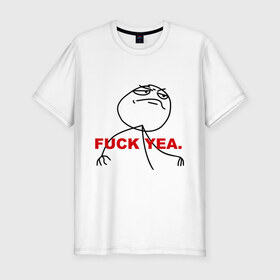Мужская футболка премиум с принтом FUCK YEA. , 92% хлопок, 8% лайкра | приталенный силуэт, круглый вырез ворота, длина до линии бедра, короткий рукав | 
