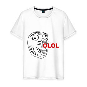 Мужская футболка хлопок с принтом OLOLO , 100% хлопок | прямой крой, круглый вырез горловины, длина до линии бедер, слегка спущенное плечо. | интернет мемы | интернет приколы | кричащая рожа | мемы | мемы интернета | ололо | ололошка | рожа
