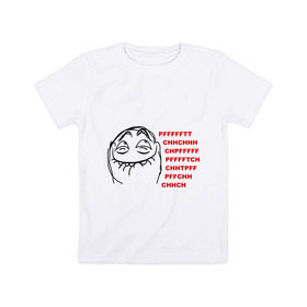 Детская футболка хлопок с принтом PFFFFFT , 100% хлопок | круглый вырез горловины, полуприлегающий силуэт, длина до линии бедер | trallface | довольная рожа | интернет мемы | интернет приколы | мемы | мемы интернета | пф | пффф | рожа | ряха
