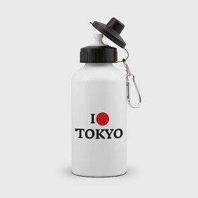 Бутылка спортивная с принтом I love tokio , металл | емкость — 500 мл, в комплекте две пластиковые крышки и карабин для крепления | i love | люблю | токио | япония | японский