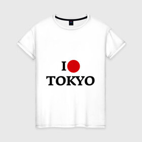 Женская футболка хлопок с принтом I love tokio , 100% хлопок | прямой крой, круглый вырез горловины, длина до линии бедер, слегка спущенное плечо | i love | люблю | токио | япония | японский