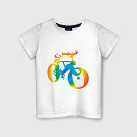 Детская футболка хлопок с принтом Велобуквы полноцвет , 100% хлопок | круглый вырез горловины, полуприлегающий силуэт, длина до линии бедер | Тематика изображения на принте: алфавит | буквы | велосипед