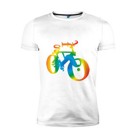 Мужская футболка премиум с принтом Велобуквы полноцвет , 92% хлопок, 8% лайкра | приталенный силуэт, круглый вырез ворота, длина до линии бедра, короткий рукав | алфавит | буквы | велосипед