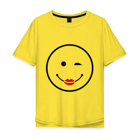 Мужская футболка хлопок Oversize с принтом Смайл девчачий , 100% хлопок | свободный крой, круглый ворот, “спинка” длиннее передней части | smile | девушка | для девушек | смайл | смайлик | улыбка