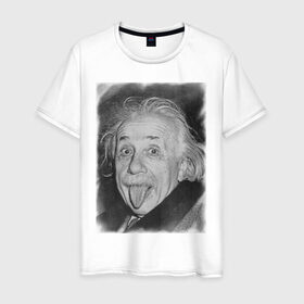 Мужская футболка хлопок с принтом Энштейн язык , 100% хлопок | прямой крой, круглый вырез горловины, длина до линии бедер, слегка спущенное плечо. | einstein | высунутый язык | знаменитость | знаменитые личности | ученый | физик | эйнштейн | язык