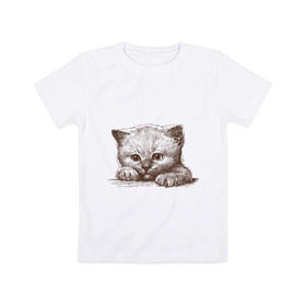 Детская футболка хлопок с принтом Самый милый котёнок , 100% хлопок | круглый вырез горловины, полуприлегающий силуэт, длина до линии бедер | домашние животные | кот | котенок | котик | коты | кошка | кошки | милый котенок