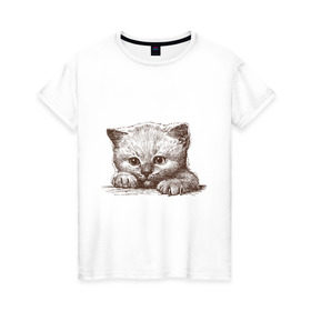 Женская футболка хлопок с принтом Самый милый котёнок , 100% хлопок | прямой крой, круглый вырез горловины, длина до линии бедер, слегка спущенное плечо | домашние животные | кот | котенок | котик | коты | кошка | кошки | милый котенок