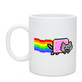 Кружка с принтом Nyan Cat , керамика | объем — 330 мл, диаметр — 80 мм. Принт наносится на бока кружки, можно сделать два разных изображения | nyan cat | интернет приколы | кошка | нян кэт