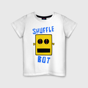 Детская футболка хлопок с принтом SHUFFLE BOT , 100% хлопок | круглый вырез горловины, полуприлегающий силуэт, длина до линии бедер | Тематика изображения на принте: shuffle bot | бот | музыка | музыкальный автомат | робот