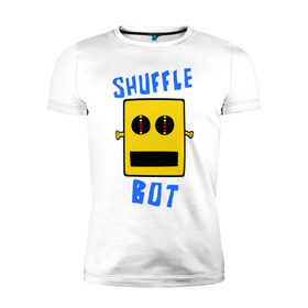 Мужская футболка премиум с принтом SHUFFLE BOT , 92% хлопок, 8% лайкра | приталенный силуэт, круглый вырез ворота, длина до линии бедра, короткий рукав | shuffle bot | бот | музыка | музыкальный автомат | робот