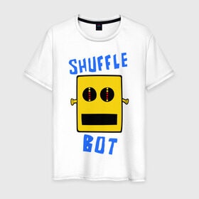 Мужская футболка хлопок с принтом SHUFFLE BOT , 100% хлопок | прямой крой, круглый вырез горловины, длина до линии бедер, слегка спущенное плечо. | shuffle bot | бот | музыка | музыкальный автомат | робот