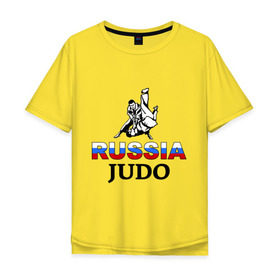 Мужская футболка хлопок Oversize с принтом Russia judo , 100% хлопок | свободный крой, круглый ворот, “спинка” длиннее передней части | дзюдо