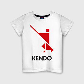 Детская футболка хлопок с принтом Кендо лого , 100% хлопок | круглый вырез горловины, полуприлегающий силуэт, длина до линии бедер | Тематика изображения на принте: 