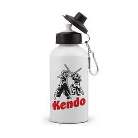 Бутылка спортивная с принтом Кендо фектование , металл | емкость — 500 мл, в комплекте две пластиковые крышки и карабин для крепления | kendo | russia | борьба | восточные | единоборства | самурай | самурайский | синай | спорт | фехтование