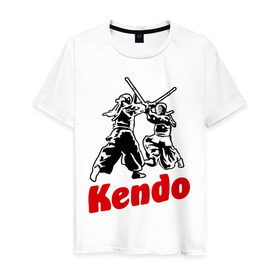 Мужская футболка хлопок с принтом Кендо фектование , 100% хлопок | прямой крой, круглый вырез горловины, длина до линии бедер, слегка спущенное плечо. | Тематика изображения на принте: kendo | russia | борьба | восточные | единоборства | самурай | самурайский | синай | спорт | фехтование
