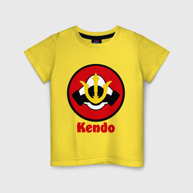 Детская футболка хлопок с принтом Кендо эмблема , 100% хлопок | круглый вырез горловины, полуприлегающий силуэт, длина до линии бедер | Тематика изображения на принте: kendo | russia | борьба | восточные | единоборства | самурайский | спорт | фехтование