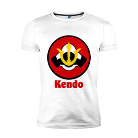 Мужская футболка премиум с принтом Кендо эмблема , 92% хлопок, 8% лайкра | приталенный силуэт, круглый вырез ворота, длина до линии бедра, короткий рукав | kendo | russia | борьба | восточные | единоборства | самурайский | спорт | фехтование
